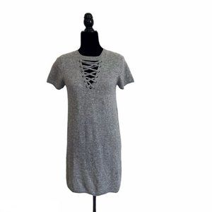 NWT n:Philanthropy Gray Abaca Lace Up Wool Cashmere Blend Mini Dress XS